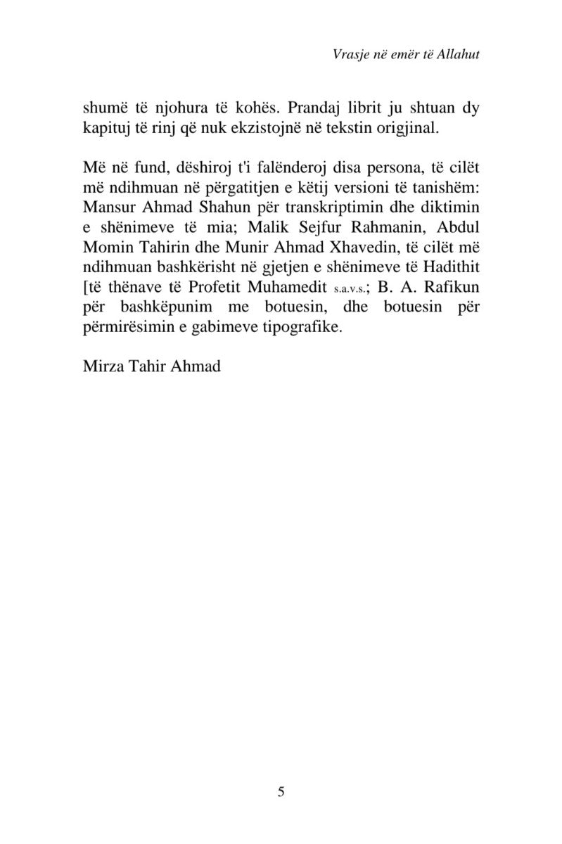 Text page from a book or document with Albanian on a white background