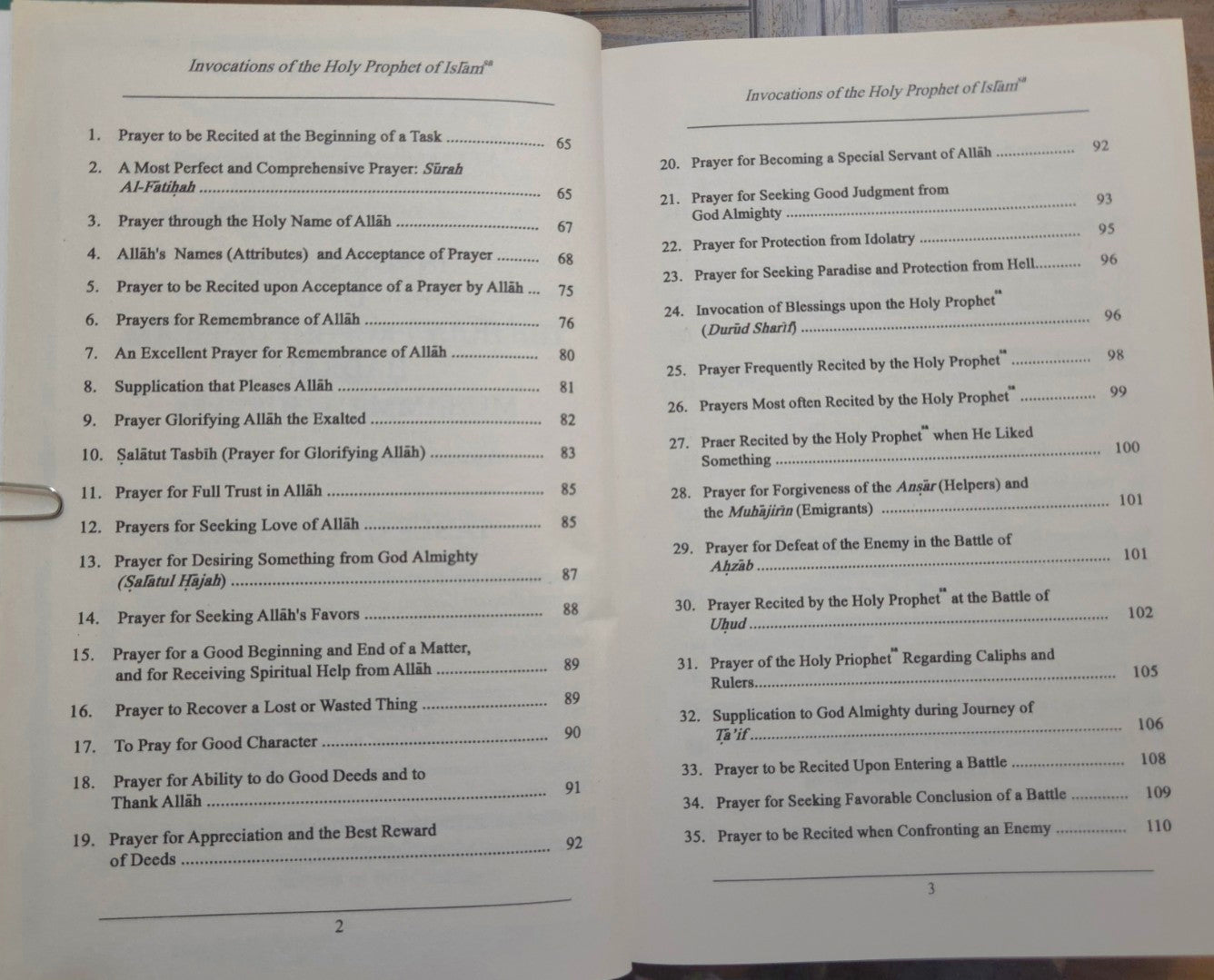 English invocations of the holy prophet