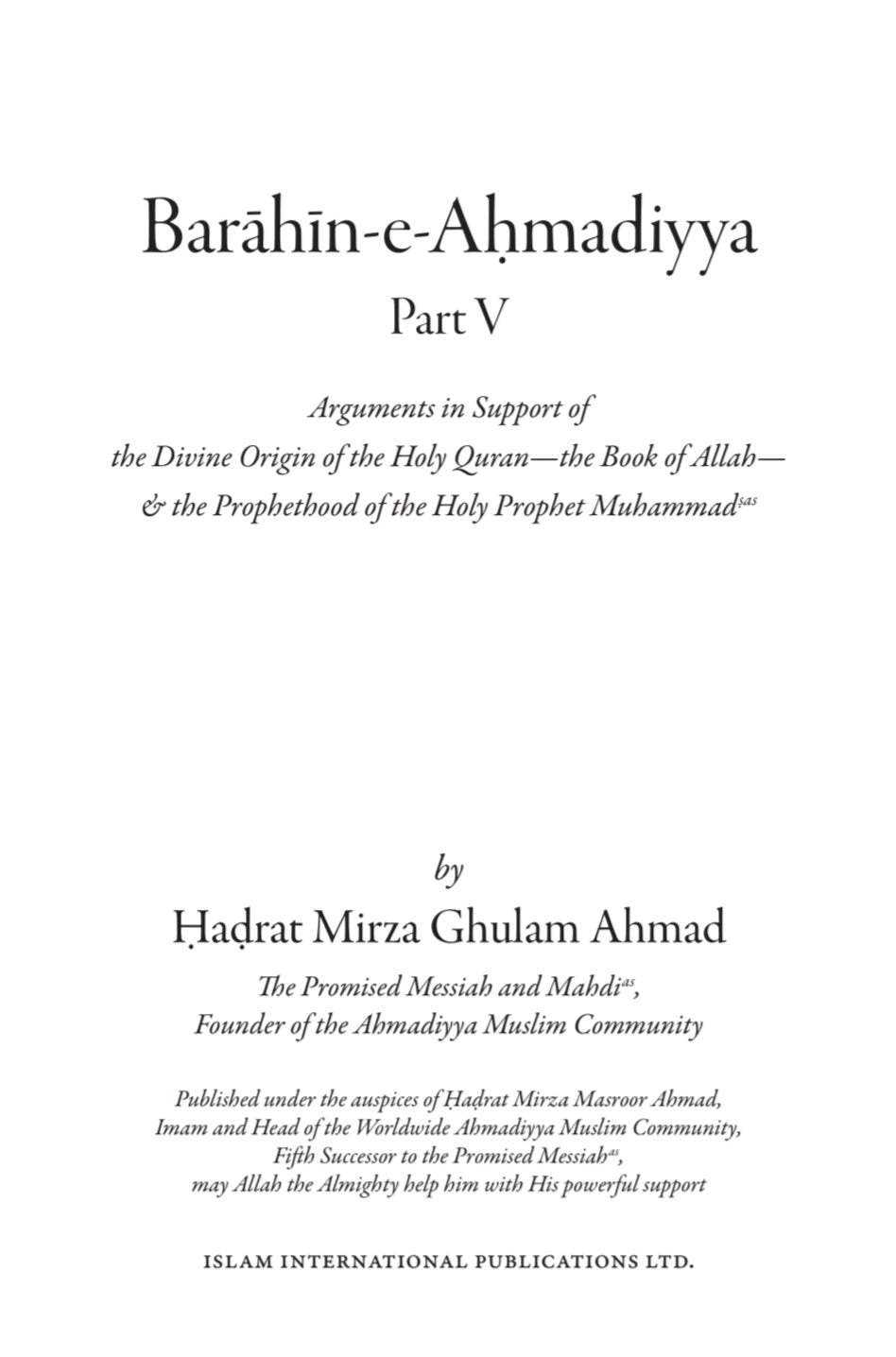 Barahin-e-Ahmadiyya Volume 5