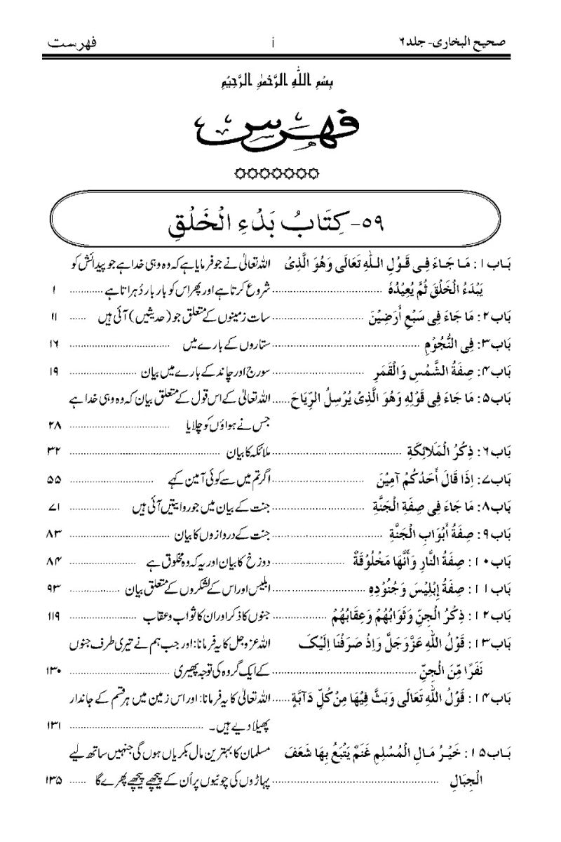 صحیح البخاری جلد ششم ؛حدیث نمبر 3190 تا 3488
