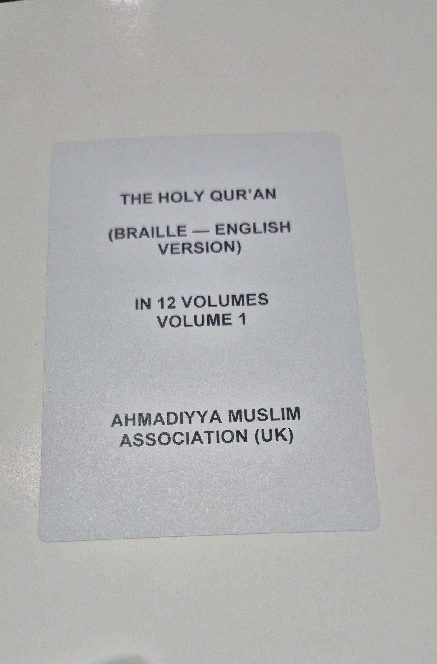 Holy Quran in Braille 12 Volumes