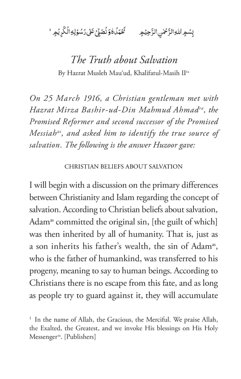 The Truth about Salvation