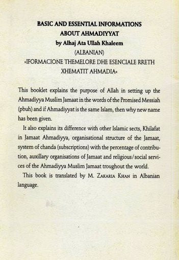 Basic Information about Ahmadiyyat