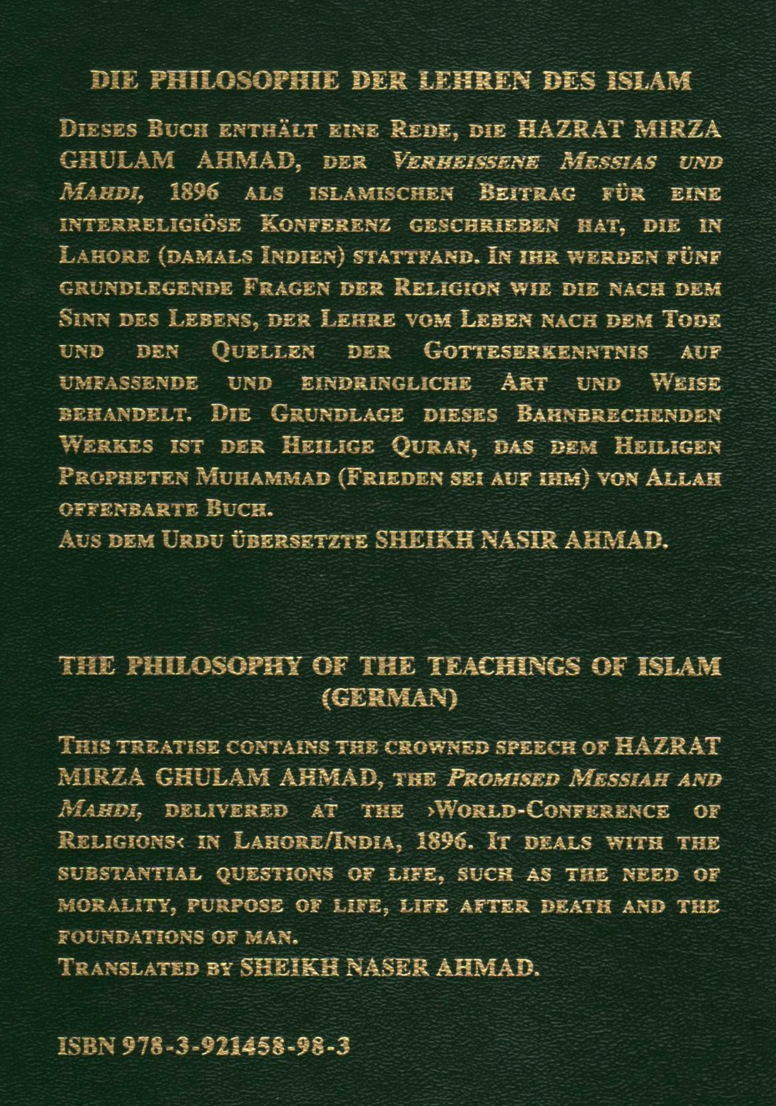 Die Philosophie der Lehren des Islams.