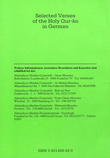 Ausgewählte Verse Aus Dem Heiligen Qur-an.