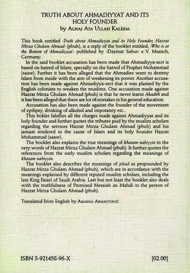 Truth about Ahmadiyyat and its Holy Founder (Croatioan)