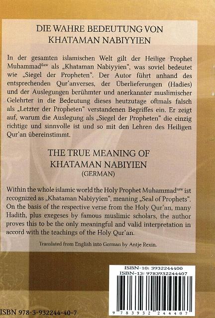 Die wahre Bedeutung von Khatam Nabiyyien.