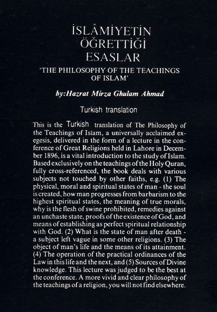 The Philosophy of The Teaching of Islam (Turkish)