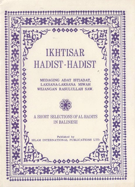 Selected Sayings of the Holy Prophet(pbuh) Balinese Translation