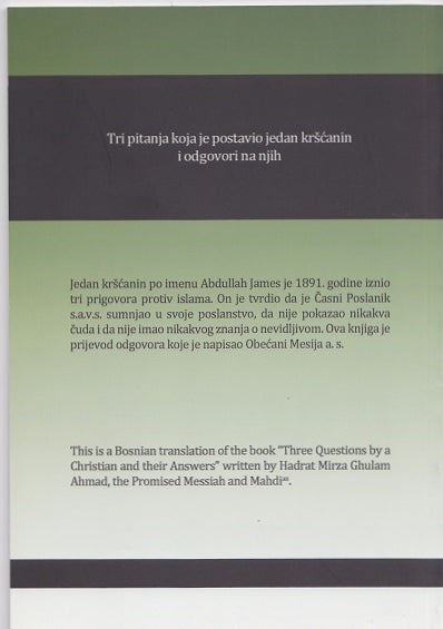 Tri pitanja koja je postavio jedan kršćanin i odgovori na njih