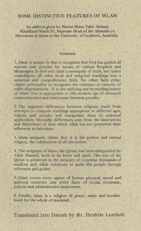 Some Distinctive features of Islam (Dutch)