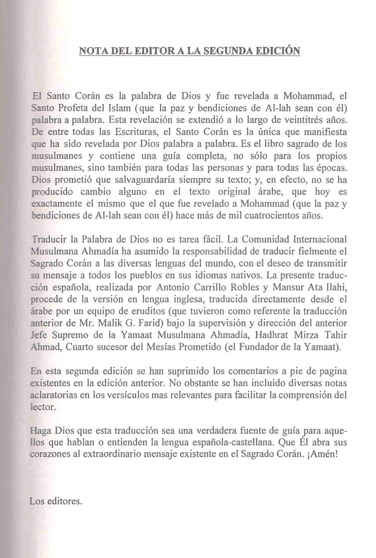 Holy Quran with Spanish Translation. El Sagrado Coran (Paperback)