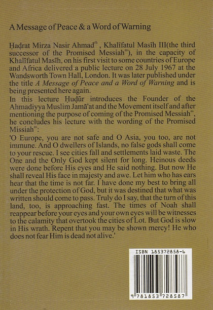 A Message of Peace and a word of warning