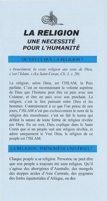 Mankind needs Religion