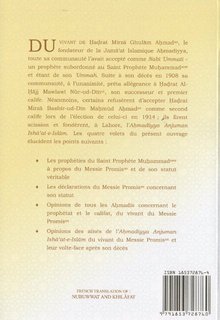 Prophethood and Khilafat (French)