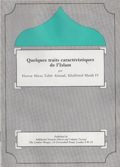 Some Distinctive features of Islam (French)