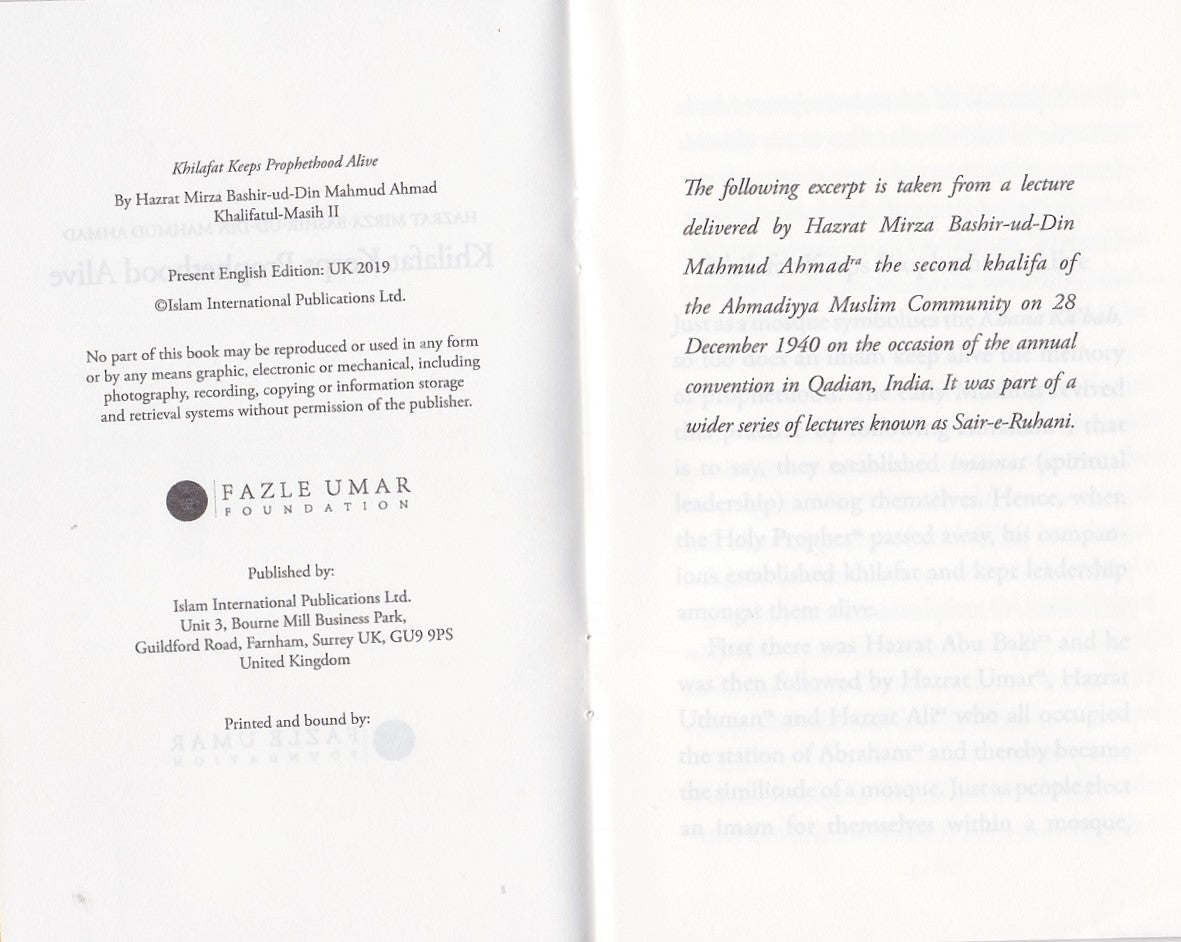 Khilafat Keeps Prophethood Alive