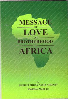 A message of love and brotherhood to Africa