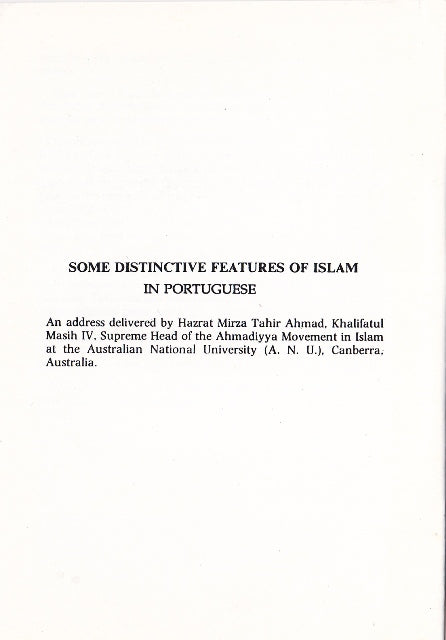 Some Distinctive Features of Islam (Portuguese translation)