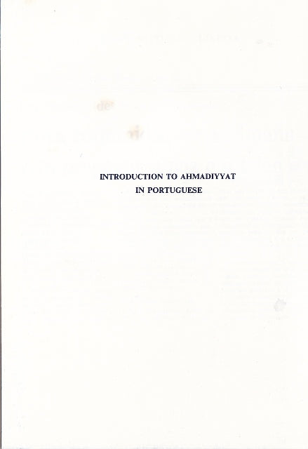 Introduction to Ahmadiyyat (Portuguese Translation)