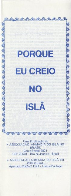 Why I believe in Islam? (Portuguese)