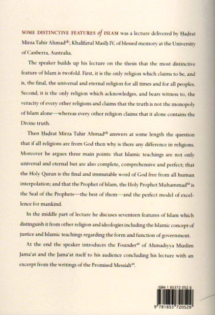 Some distinctive features of Islam