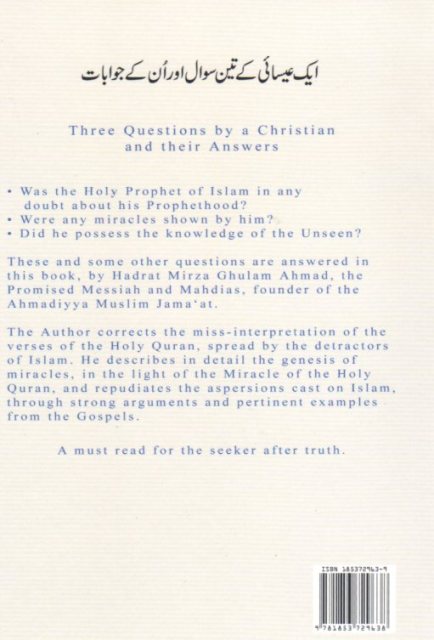 Three questions by a Christian and their answers