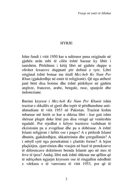 Text page from a book or document in Albanian with title at the top
