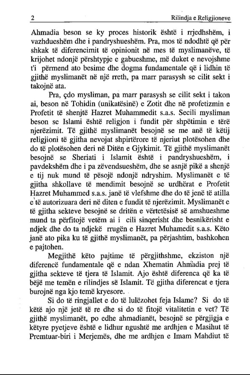 Text page from a book or document in Albanian 