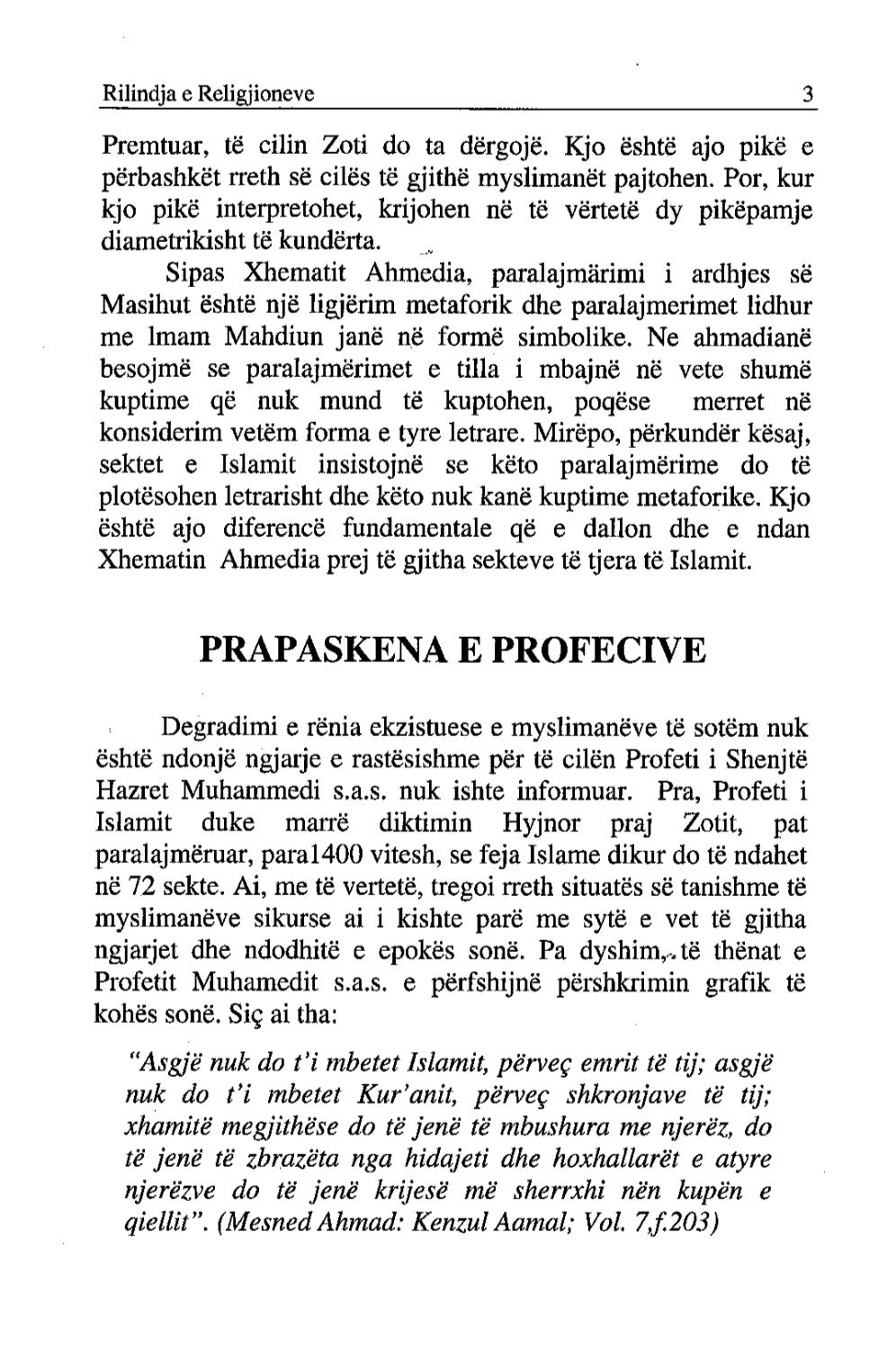 Text page from a book or document in Albanian with headings and paragraphs.