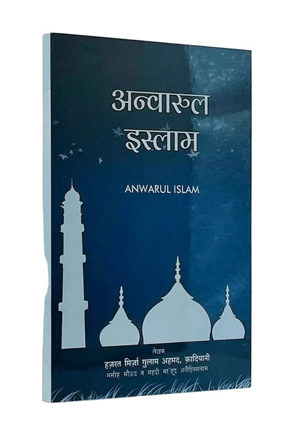 Book cover with silhouettes of a mosque and minarets on a blue background