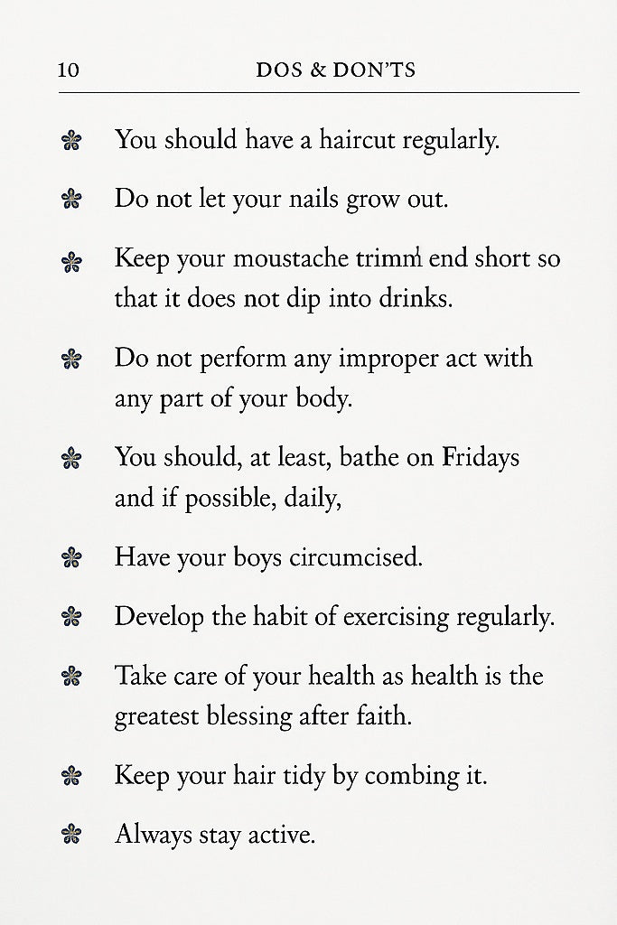 List of this on a page of what should a young boy should be doing