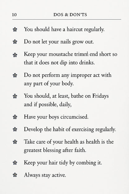 List of this on a page of what should a young boy should be doing