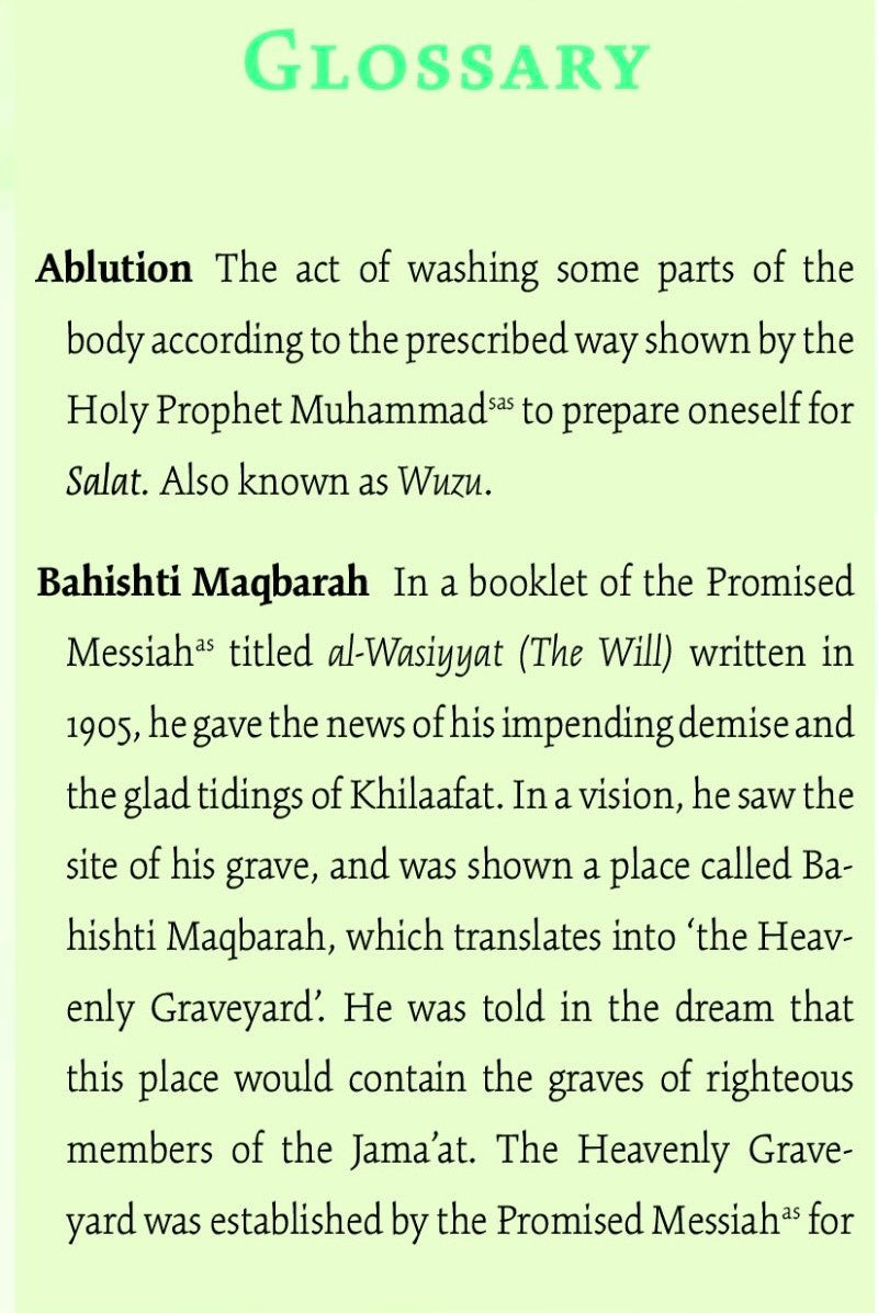 Glossary of the book on the life of Hazrat memoonah sofiyah