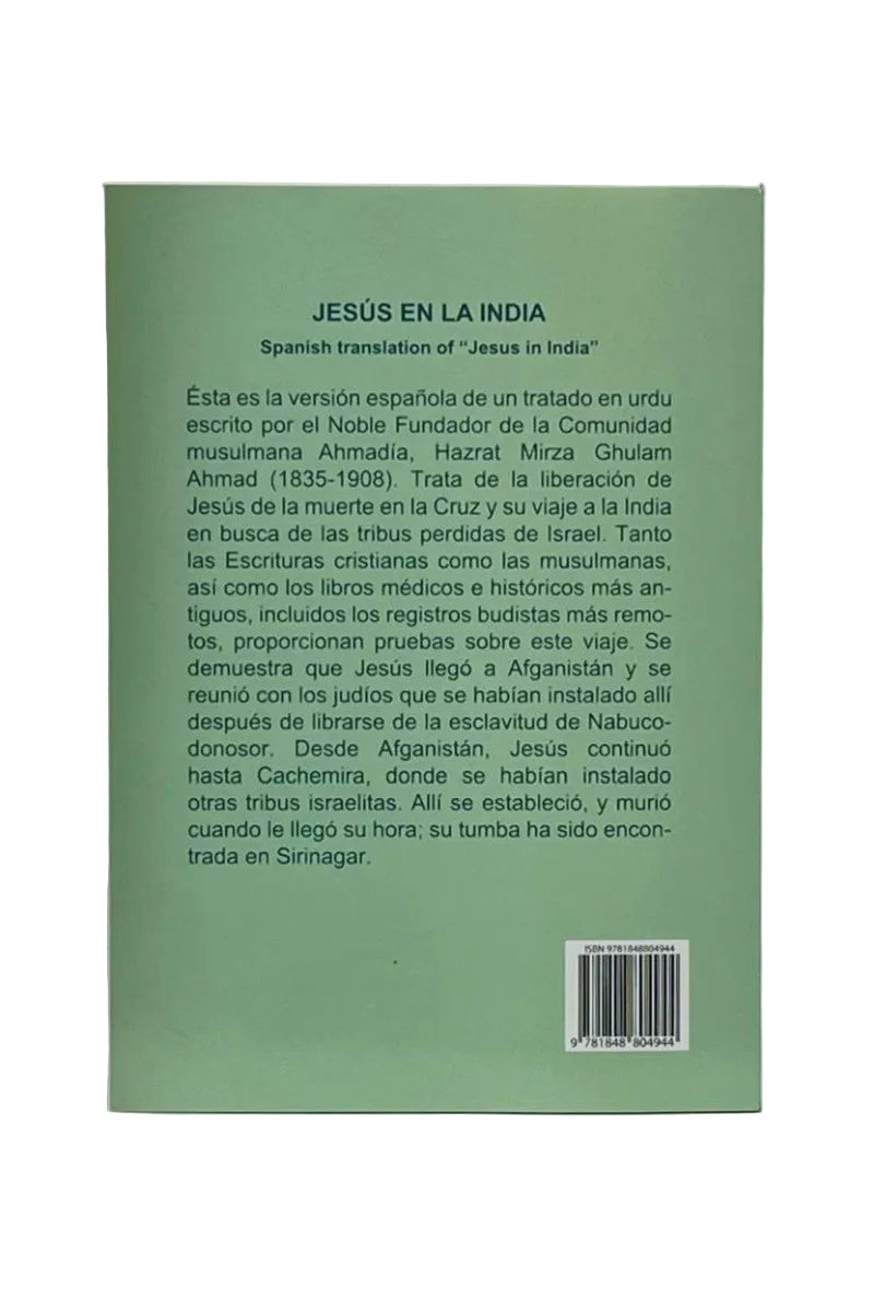 Back cover of a book with black text on a green background