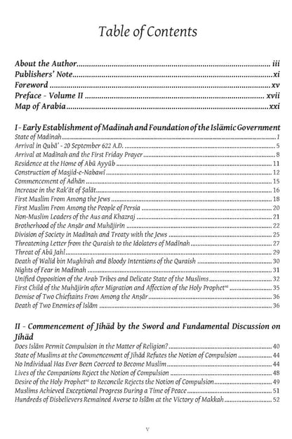 Table of contents for a book or document with chapter headings and page numbers.