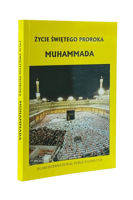 Book cover with yellow background and image of a religious site, featuring text in Polish.