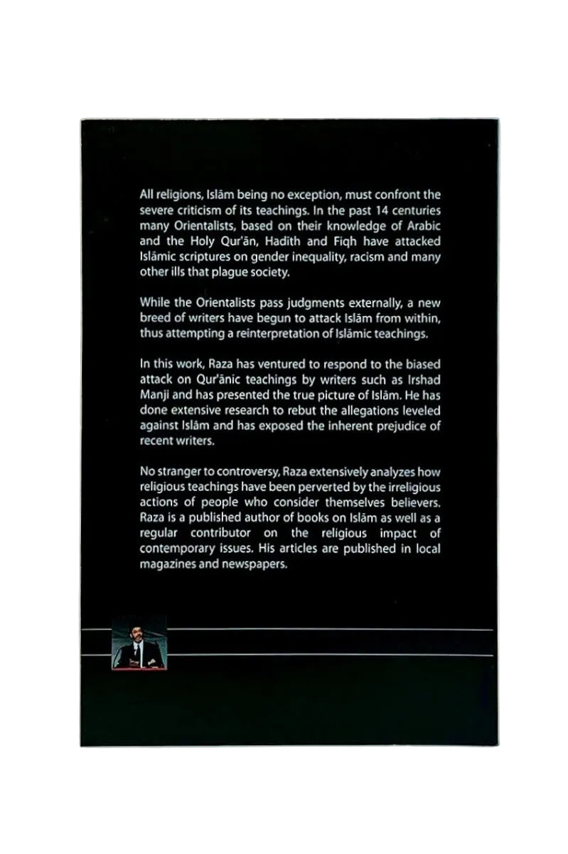 Backcover of the book, which is black with white English text