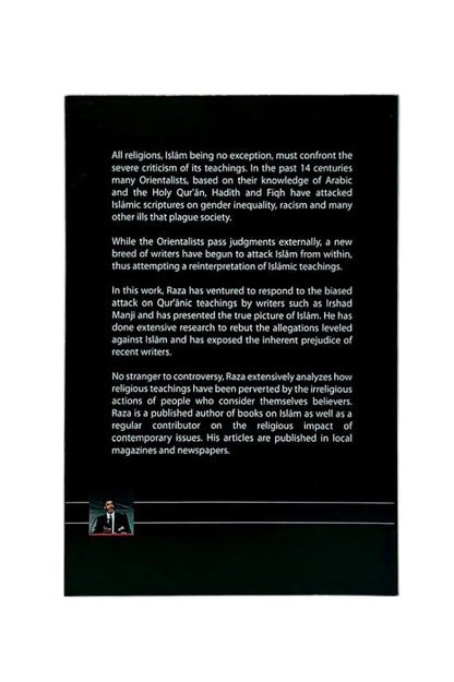 Backcover of the book, which is black with white English text