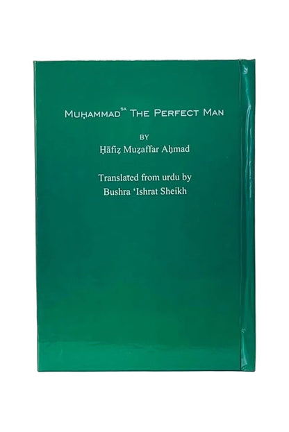 Green book titled 'Muhammad: The Perfect Man' by Hafiz Muzaffar Ahmad on a white background