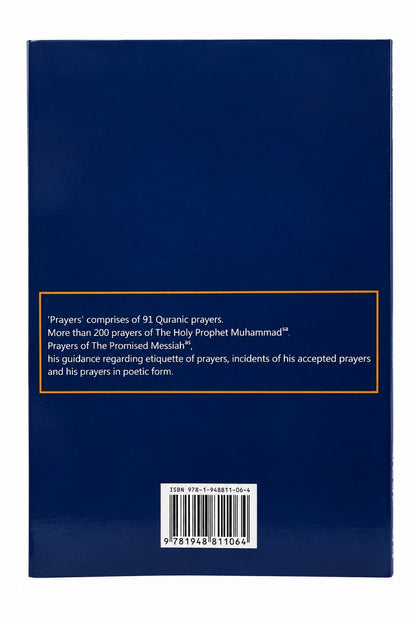 The back cover of a book, featuring a dark blue background with a white text box outlined in orange, a barcode at the bottom, and a small ISBN code at the top of the box.