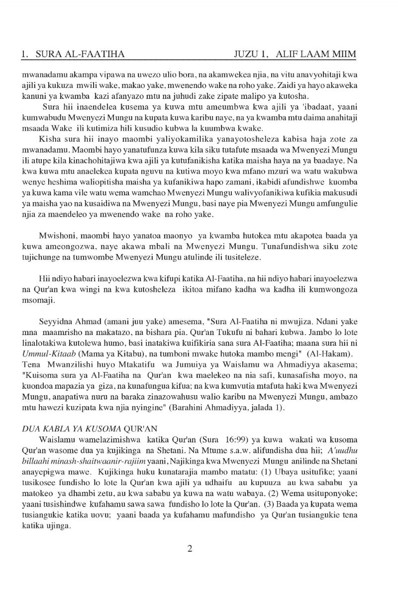 Swahili text on a white page