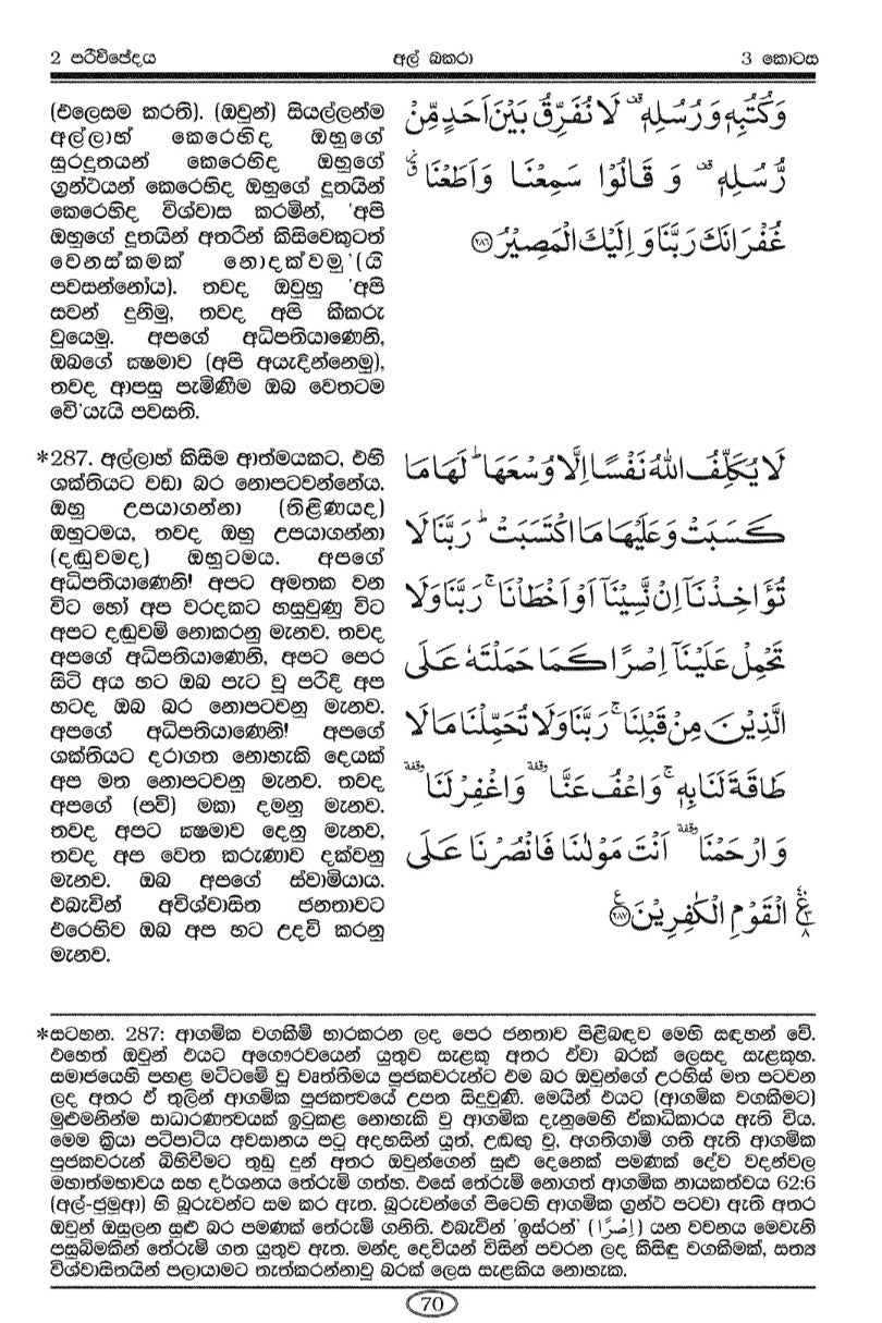 Holy Quran with Sinhala Translation  (සිංහල පරිවර්තනය සමග ශුද්ධ වූ අල් කුර්ආනය)