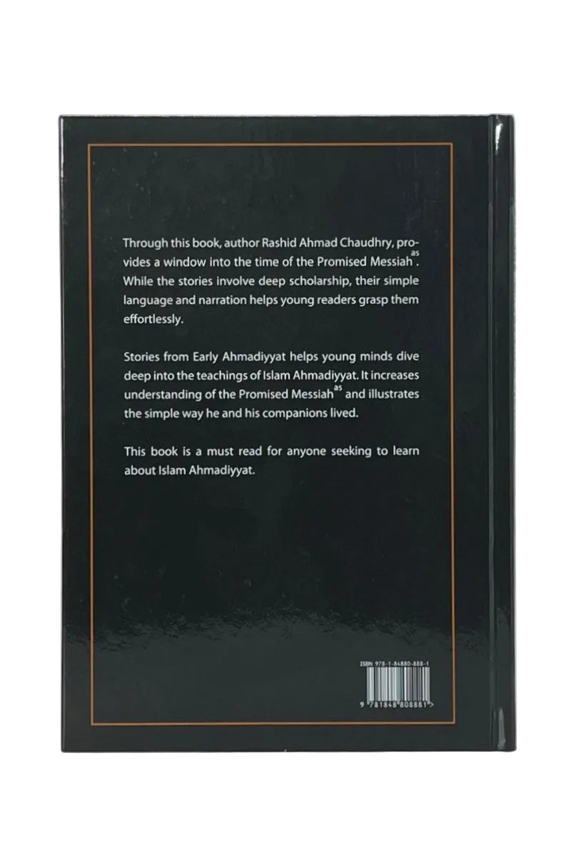 The back cover of a black book with white text, a thin orange border, and a barcode at the bottom right.