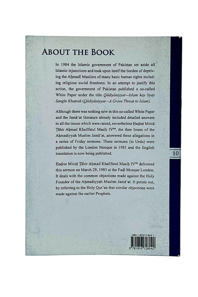 Back cover of a book with a light blue-gray background, black text, a dark blue spine band, and a barcode at the bottom right.