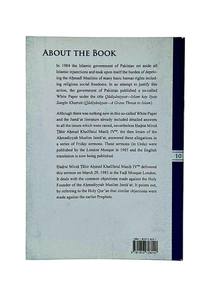 Back cover of a book with a light blue-gray background, black text, a dark blue spine band, and a barcode at the bottom right.