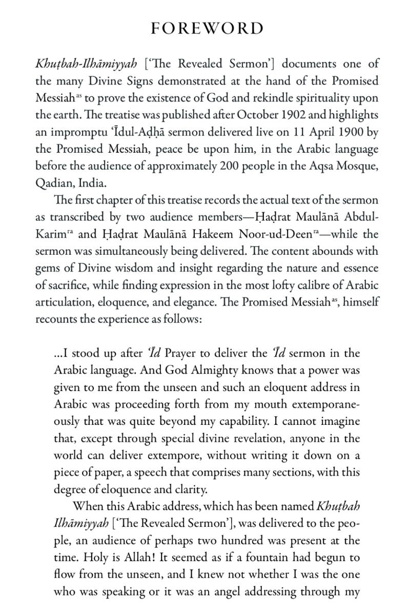 Foreword of the book  The revealed sermon