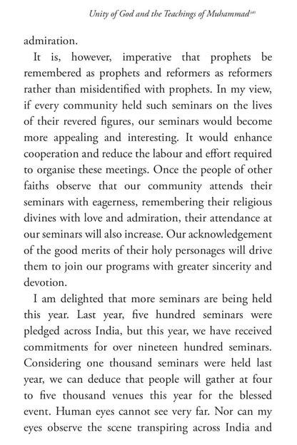 Text document discussing the importance of prophets and seminars in a community setting.