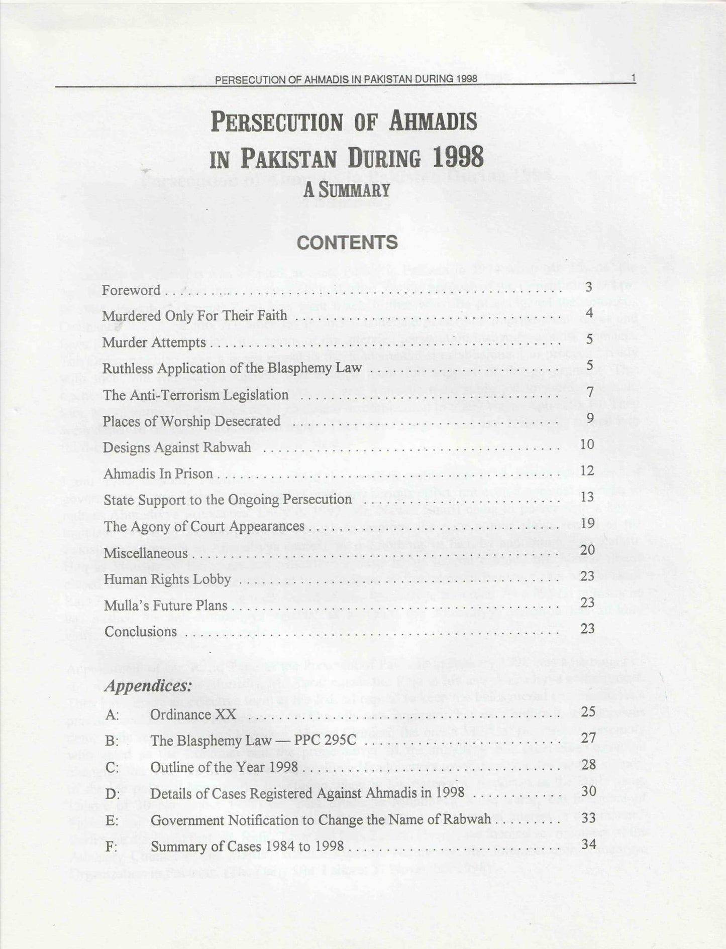 Persecution of Ahmadis in Pakistan during 1998