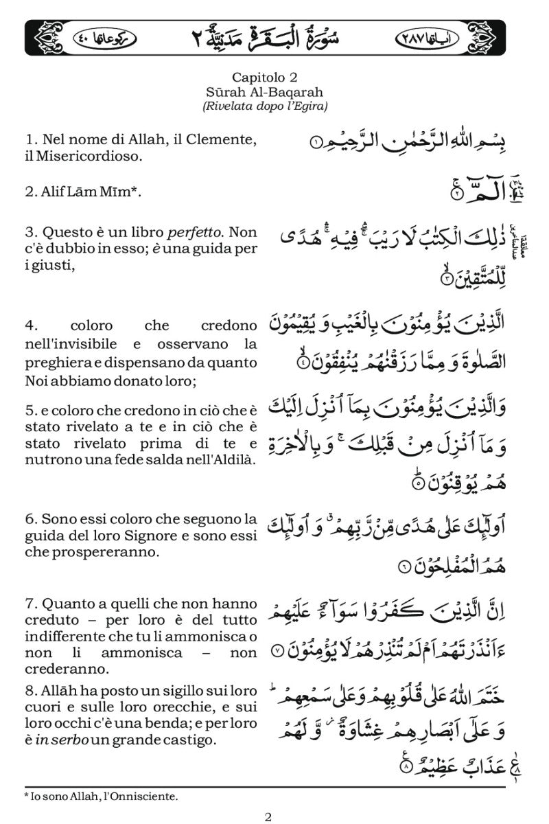 Arabic and italian text next to eqch other on white pages